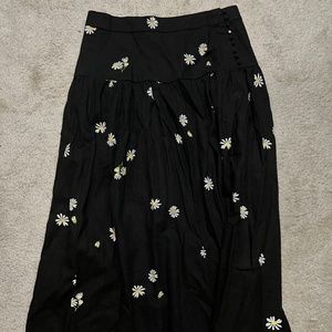 Madewell Linen-Blend Midi Skirt in Lazy Daisies
